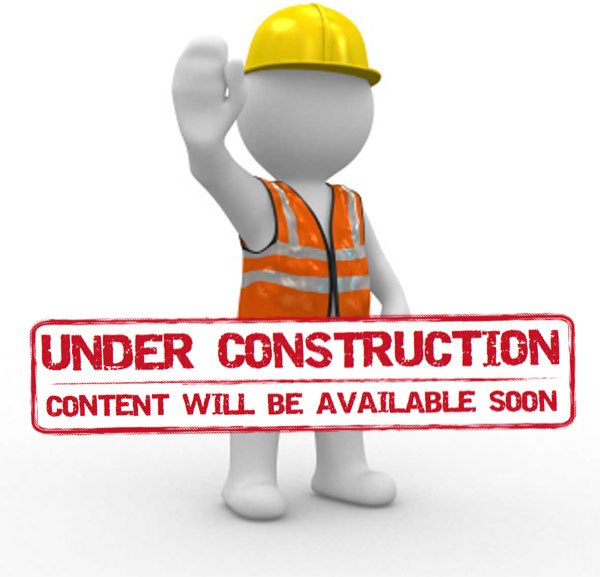 3D construction worker waving beside an 'Under Construction' banner that says Content will be available soon.